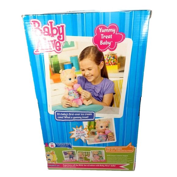 New Baby Alive Yummy Treat Baby Doll Ice Cream Cone 2012 Box Distressing - Picture 8 of 13